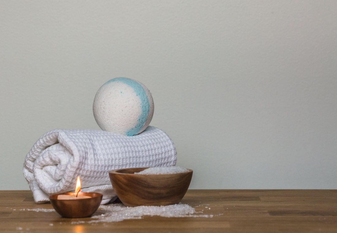 Bath salts and towels